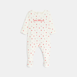 بذلة نوم مخملية برسمة التفاح، باللون الأبيض للفتيات الصغيرات